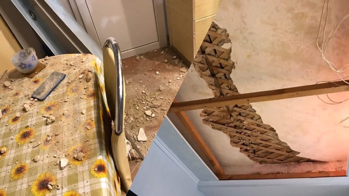 "Рушится на глазах": потолок обвалился в квартире в Ярославле. Видео