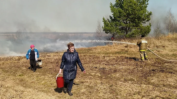 Огонь подбирался к домам: под Ярославлем пожарные спасли деревню