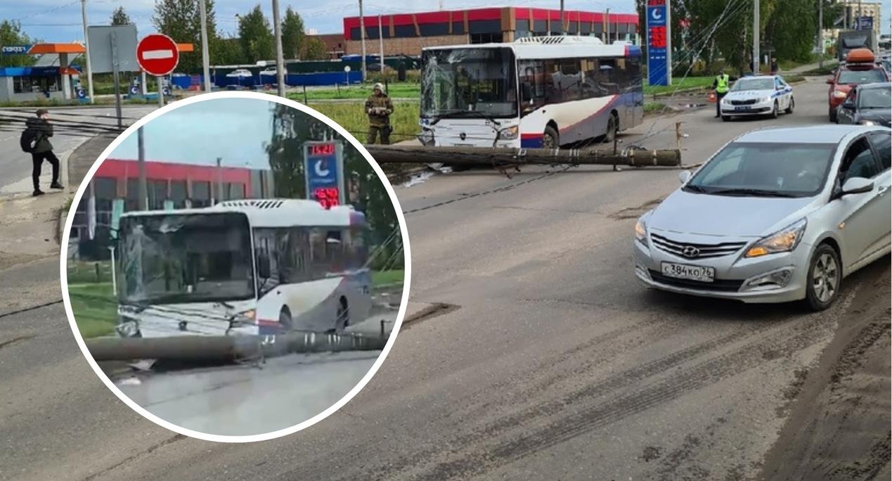 Скорая, пожарные, полиция: за Волгой маршрутка снесла столб