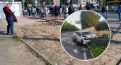 В Ярославле на Ленинградском проспекте иномарка врезалась в бетонный "танк"