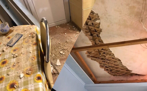 Потолок рухнул на обеденный стол: жилье ярославны превратилось в руины