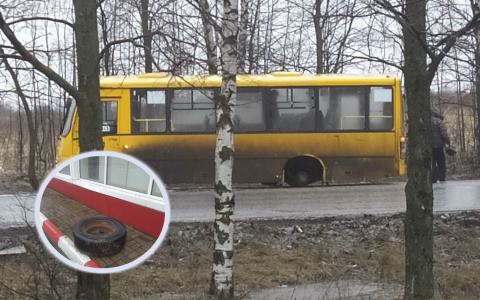 На ходу оторвало колеса у автобуса с людьми: кадры с места ЧП в Ярославле
