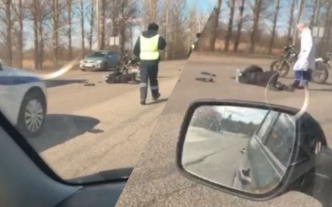 «Над мотоциклистом склонился врач»: видео жуткого ДТП в Брагино