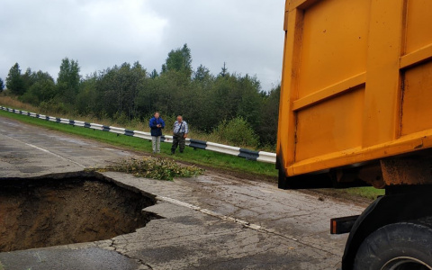 Трассу перекрыли: в Ярославской области обвалилась дорога
