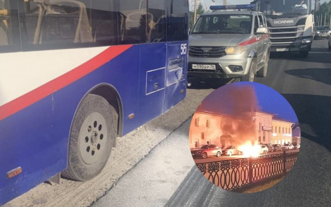 Языки пламени охватили салон: в Ярославле водитель вез горящий автобус