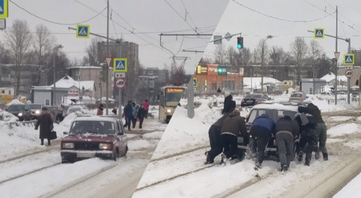 Встрял на путях: дед на ВАЗе устроил пробку на трамвайных путях в Ярославле