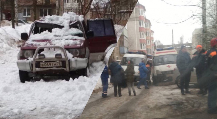 Крышу авто вмяло в салон: лед сошел на головы ярославцам