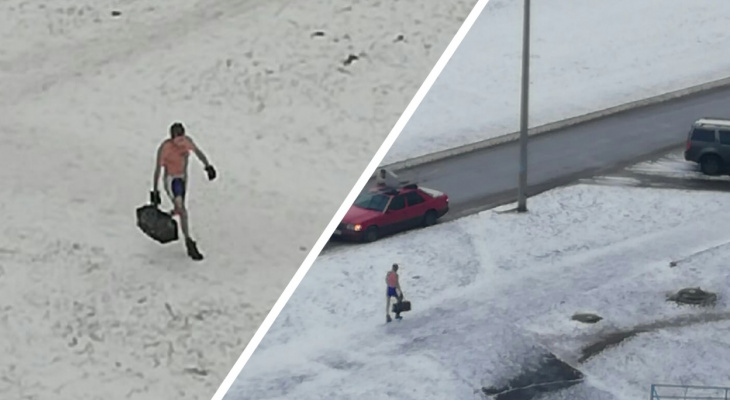 ""От жены уходит": голый мужчина гуляет по сугробам в Ярославле