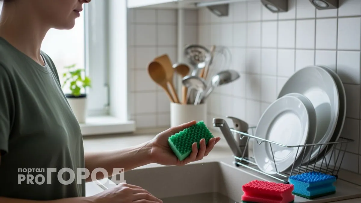 Мама научила меня выбирать губки по цвету и теперь посуда моется в два раза быстрее