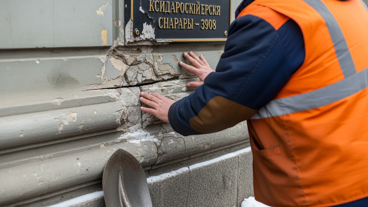 Экскаватор оставил следы на фасаде здания Банка России в Ярославле