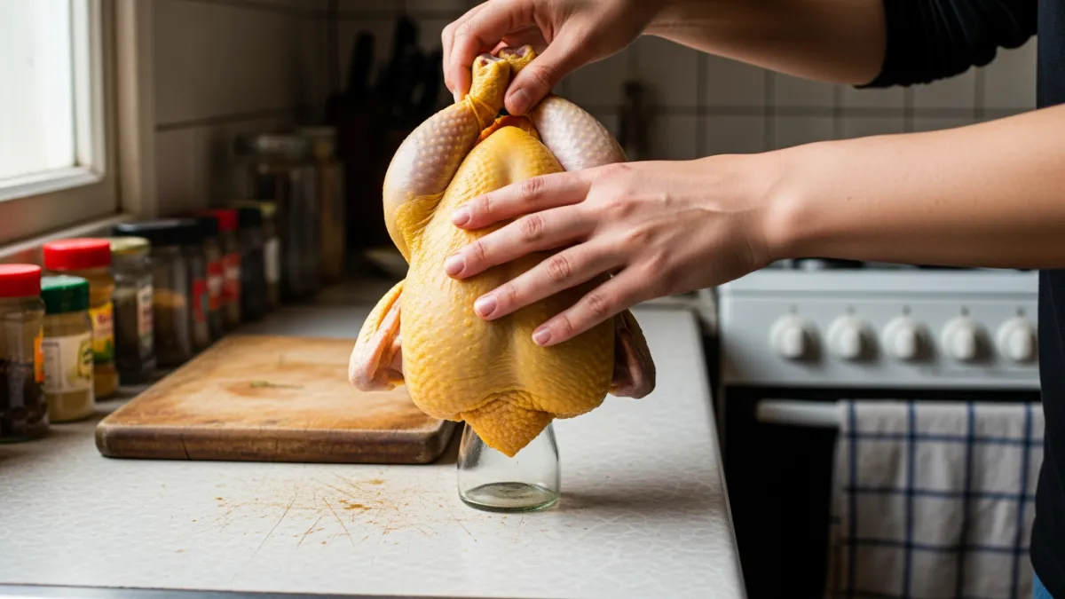 Посадила курицу на бутылку и удивилась: сока набрался целый стакан, а мясо тает во рту — советский рецепт