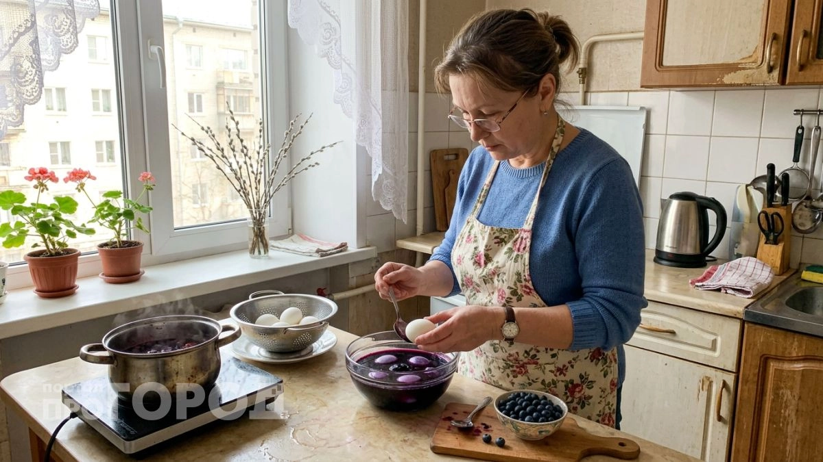 Забыла про скучную луковую шелуху — крашу яйца на Пасху горстью ягод из морозилки в роскошный цвет аметиста