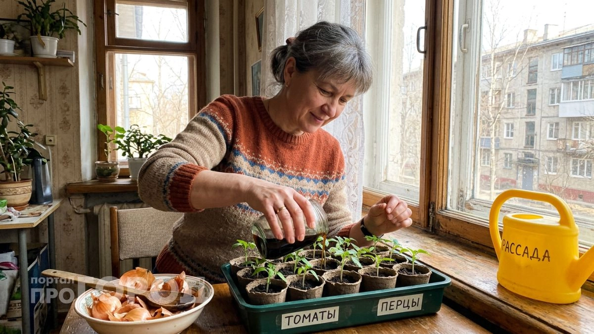 Подливаю по ложечке под корень, и хилые перцы с томатами моментально наращивают толстенные стебли