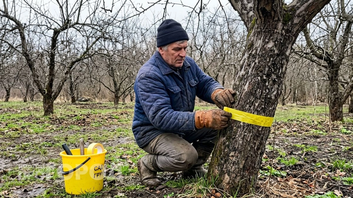 В марте делаю эту копеечную обмотку на стволах — тля забывает дорогу в сад, а яблони ломятся от урожая