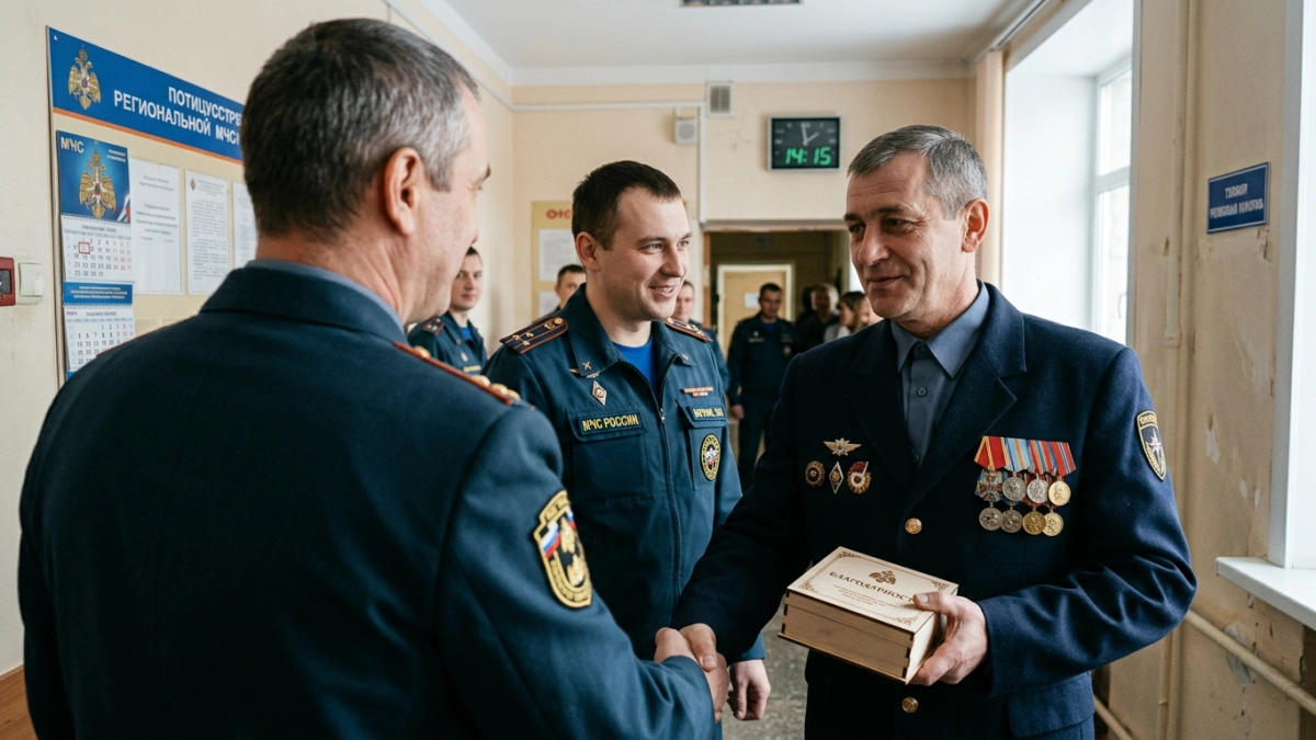 Ярославский пожарный с 25-летним стажем ушёл на пенсию под струями воды