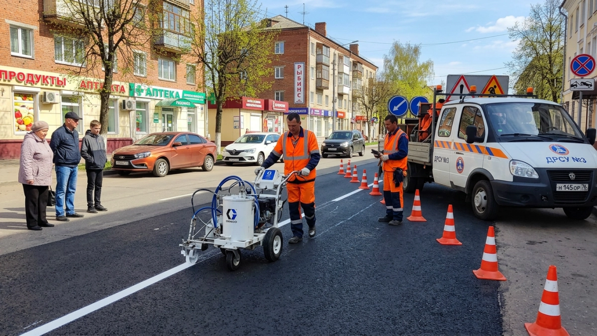 В конце апреля в Рыбинске начнут наносить дорожную разметку в пластике