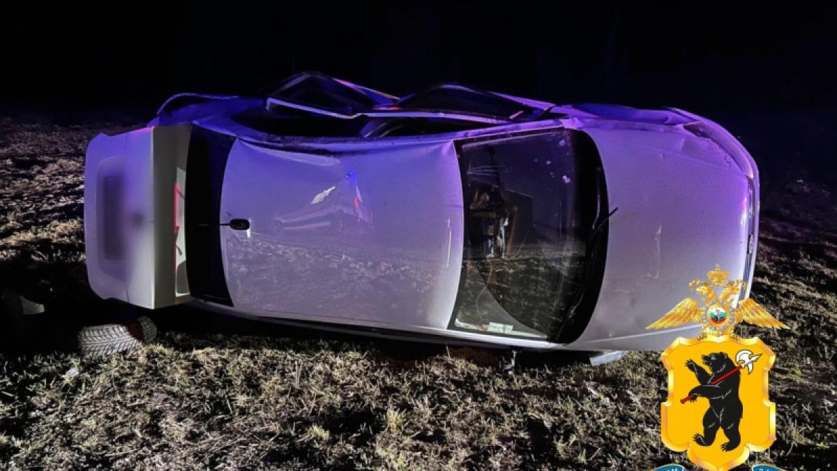 "Фольксваген" не доехал до Данилова: иномарка перелетела через обочину и улетела в кювет с тремя пассажирами