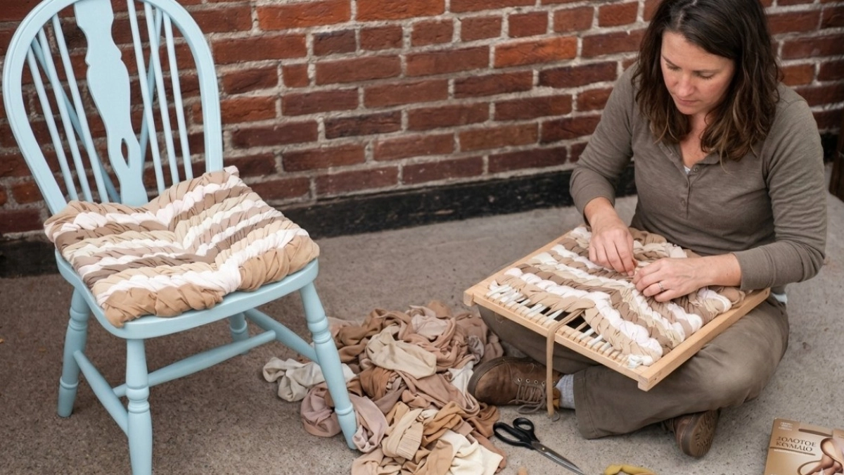 Старые капронки - настоящий клад: за вечер плету из них коврики в стиле "нюд" для уюта дома и дачи