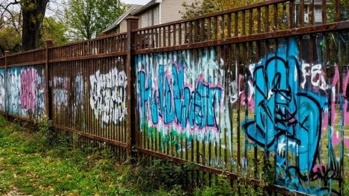 Вандалы разрисовали забор на Свердлова — их сняли камеры