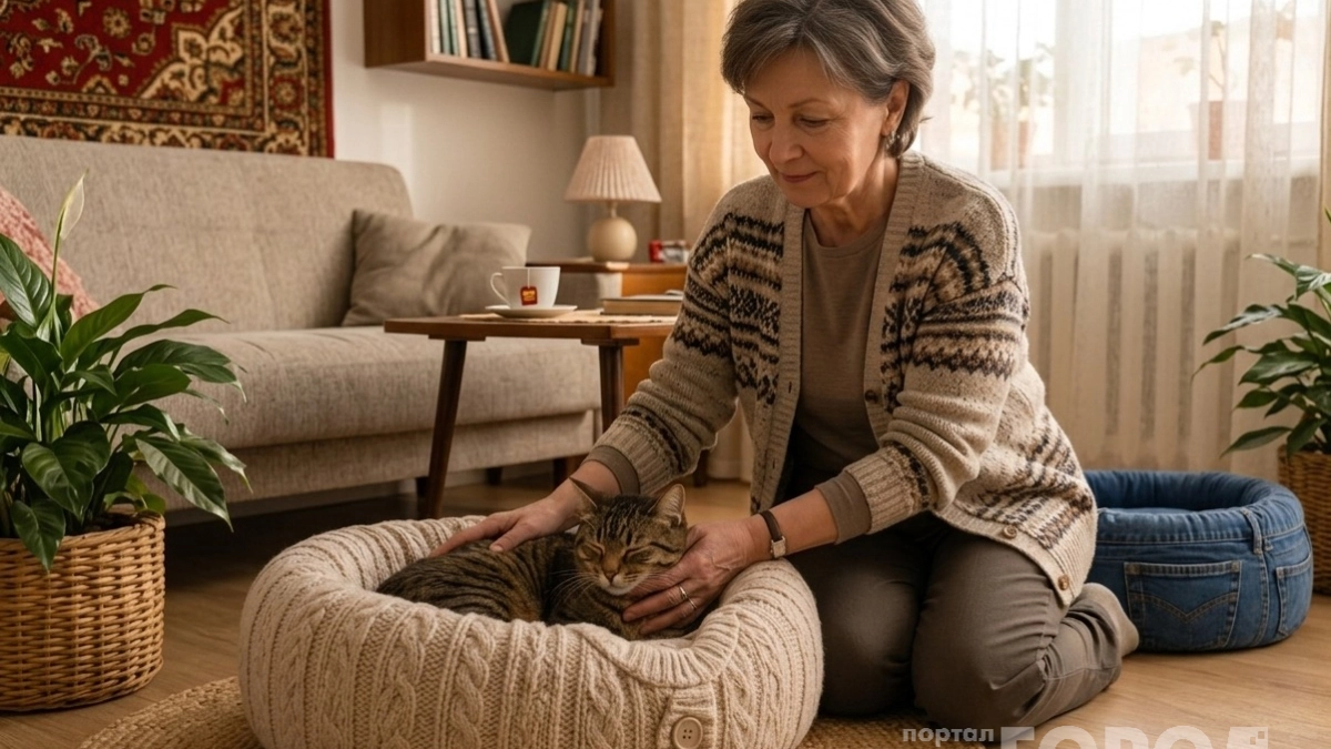 Кошки в доме живут как цари: за вечер делаю из старых джемперов уютные и теплые лежанки - питомцы сразу оценили