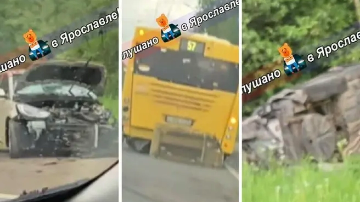 В Ярославле автомобиль перелетел через автобус: пятеро участников ДТП