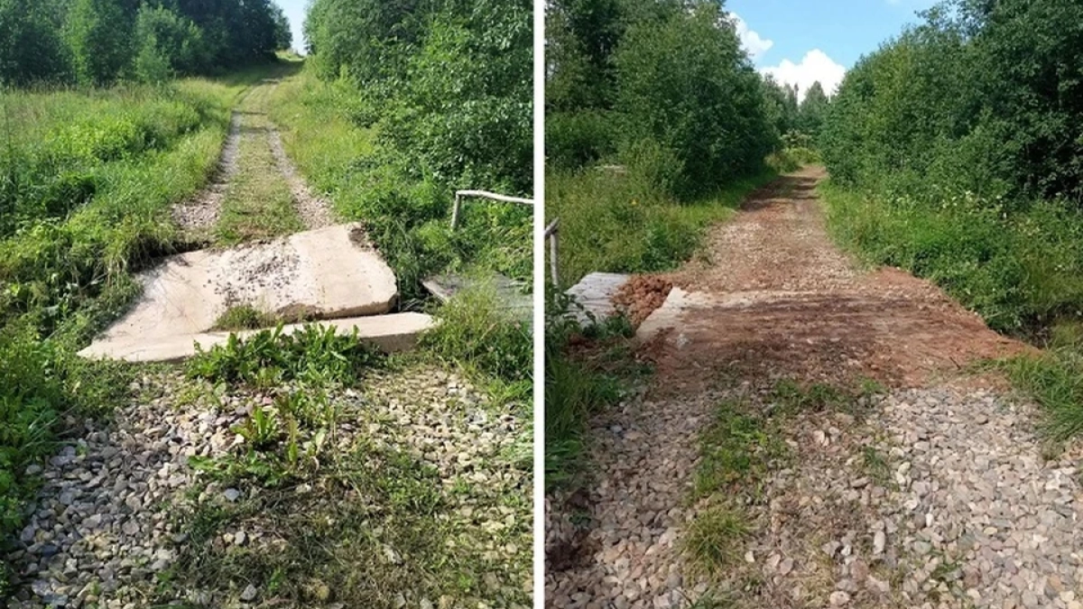 В ярославской деревне восстановили мост, из-за которого жители были отрезаны