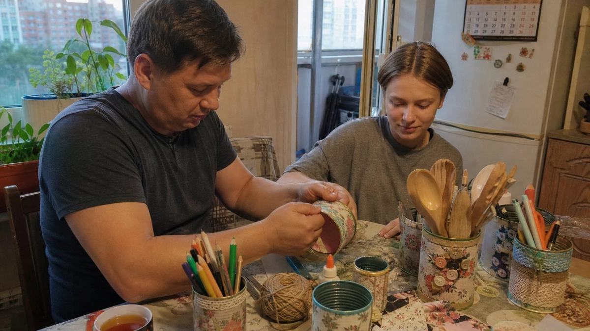 Старые банки из-под кофе превращаю в красивые органайзеры - гости думают, что это дизайнерская вещь