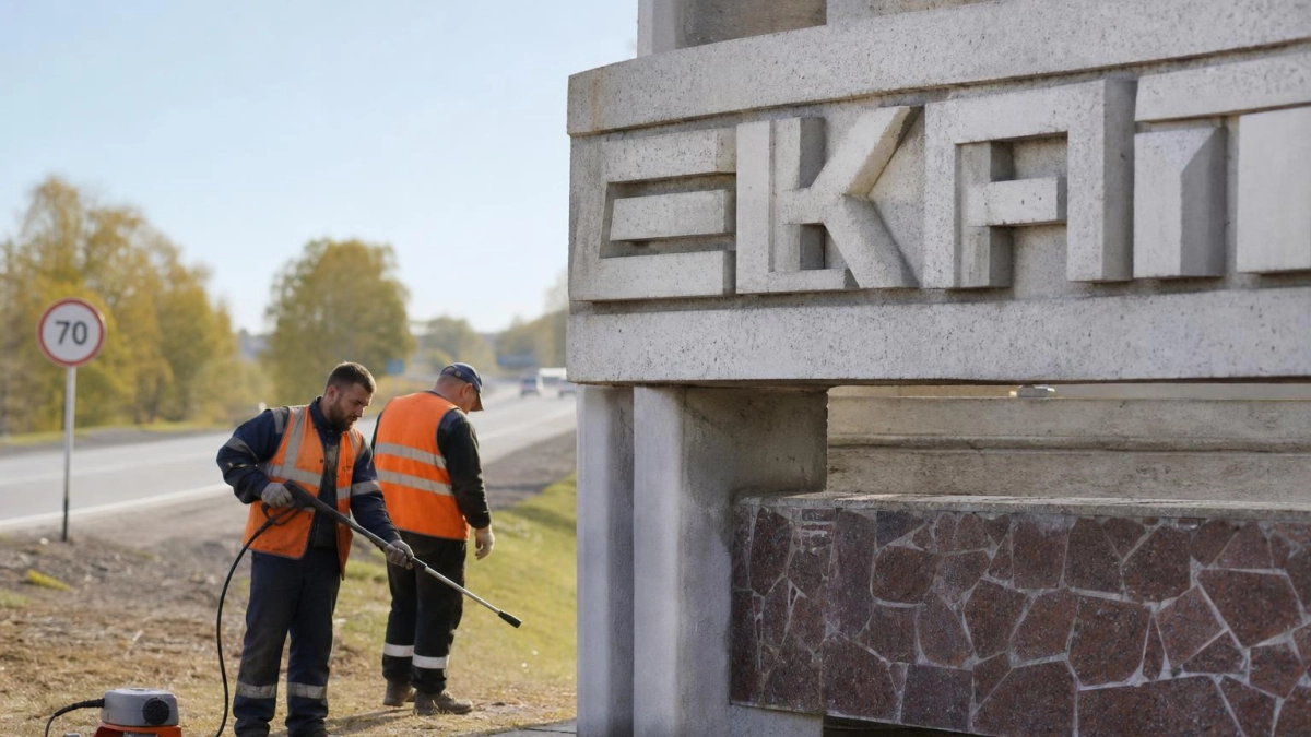 Въездную стелу в Рыбинске разрисовали надписью «Ленин жив!»