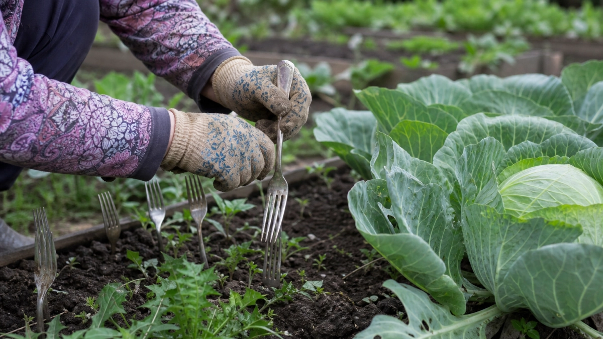 Старые вилки и ложки втыкаю в землю у капусты: слизни обходят грядки стороной