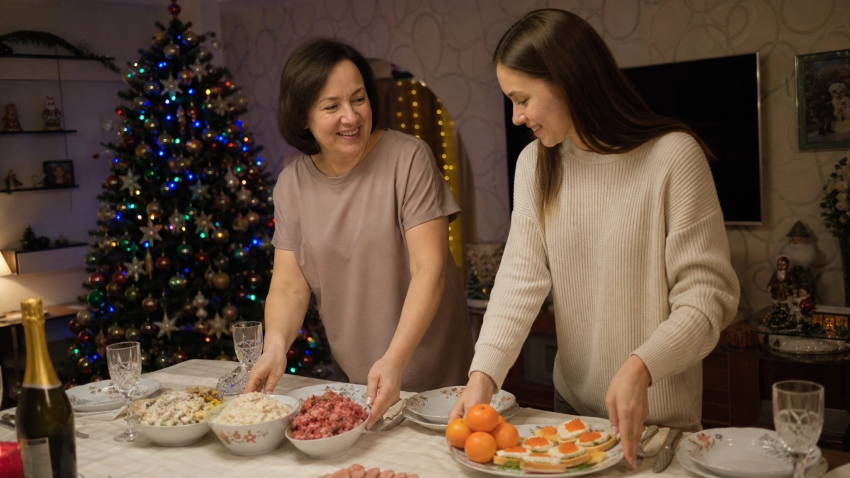 Мандарины россыпью и конфеты в хрустале - в прошлом: как сервировать стол в год Красной Козы без советского флёра