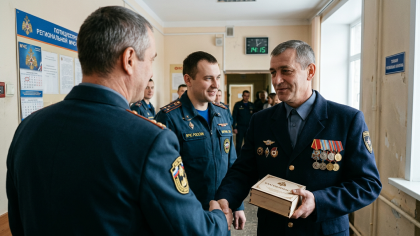 Ярославский пожарный с 25-летним стажем ушёл на пенсию под струями воды