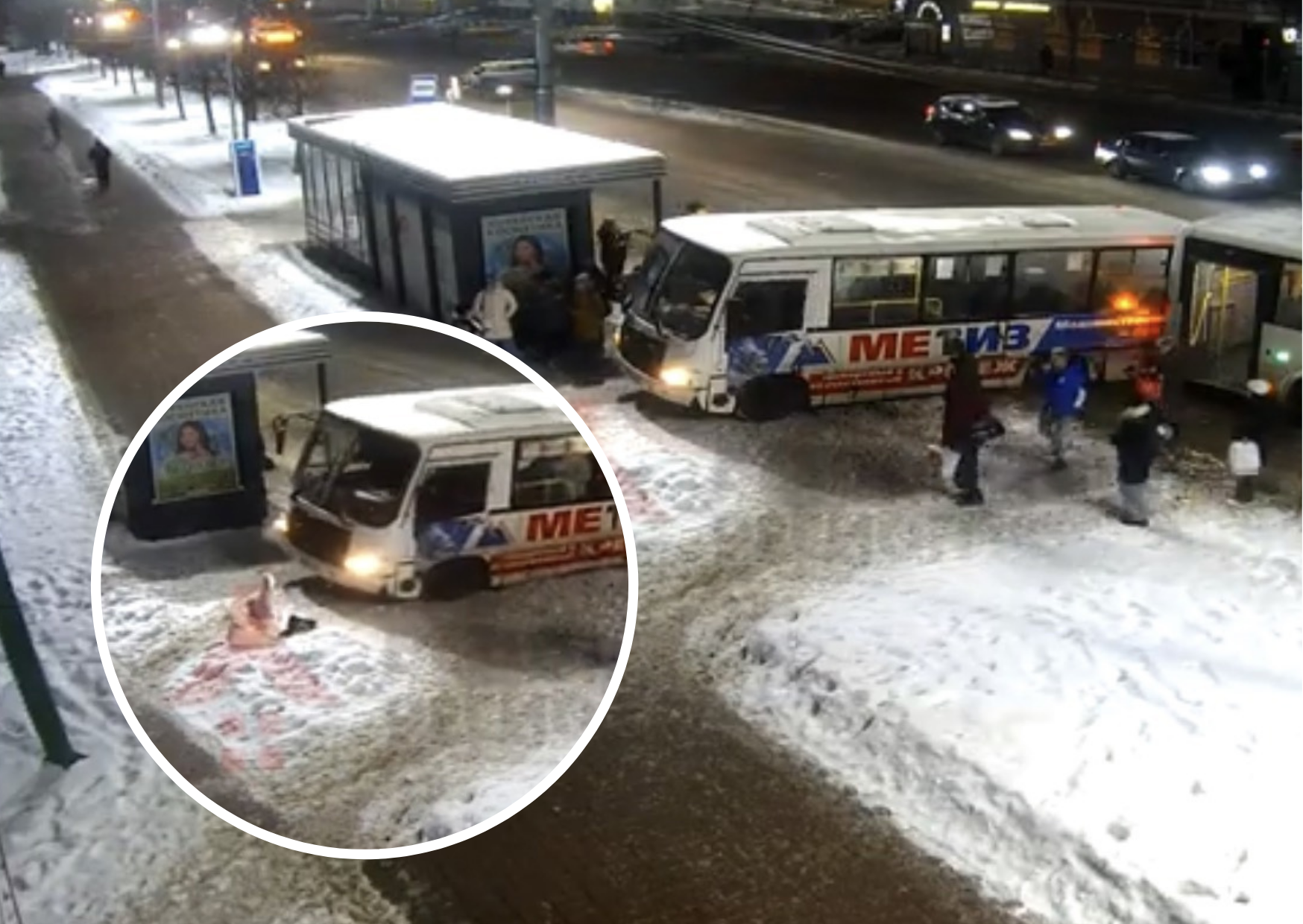 Пассажиры кинулись на помощь: в Ярославле маршрутка сбила девушку на остановке. Видео