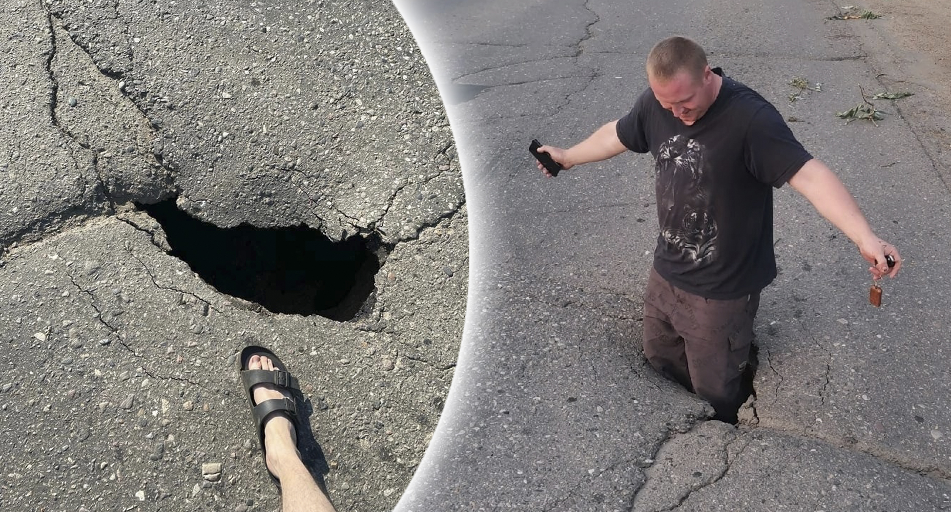 В Ярославской области в яме на дороге поместился мужчина