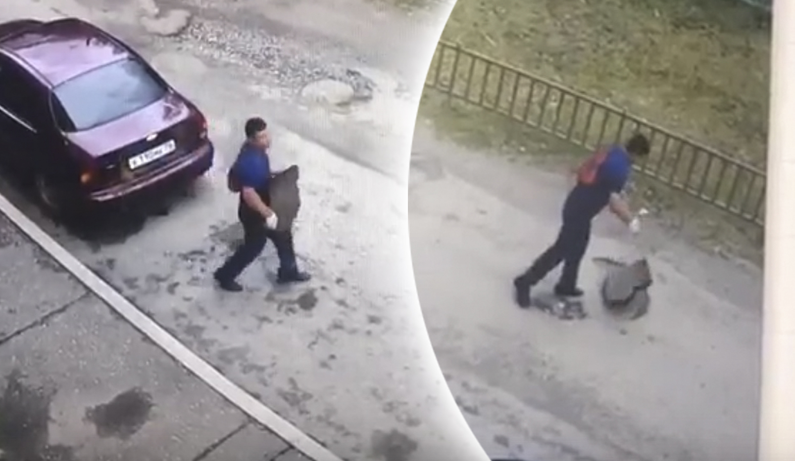   В Ярославле дорожники сломали асфальт на тротуаре и заделали им ямы