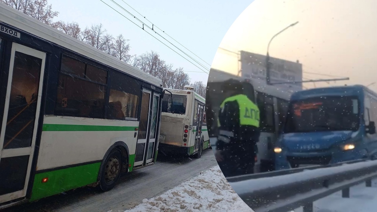 Ярославль встал в 10-балльные пробки из-за массового ДТП с автобусами