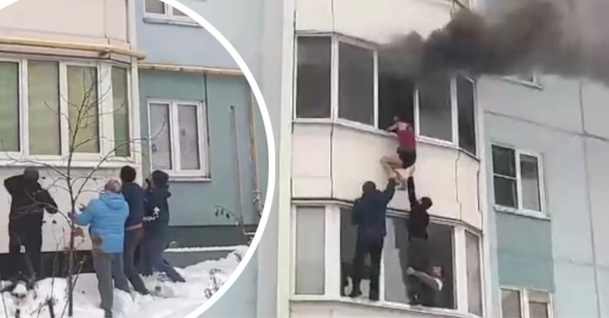 Ярославцы во время пожара спасли висевшую на балконе беременную и её 5-летнего сына