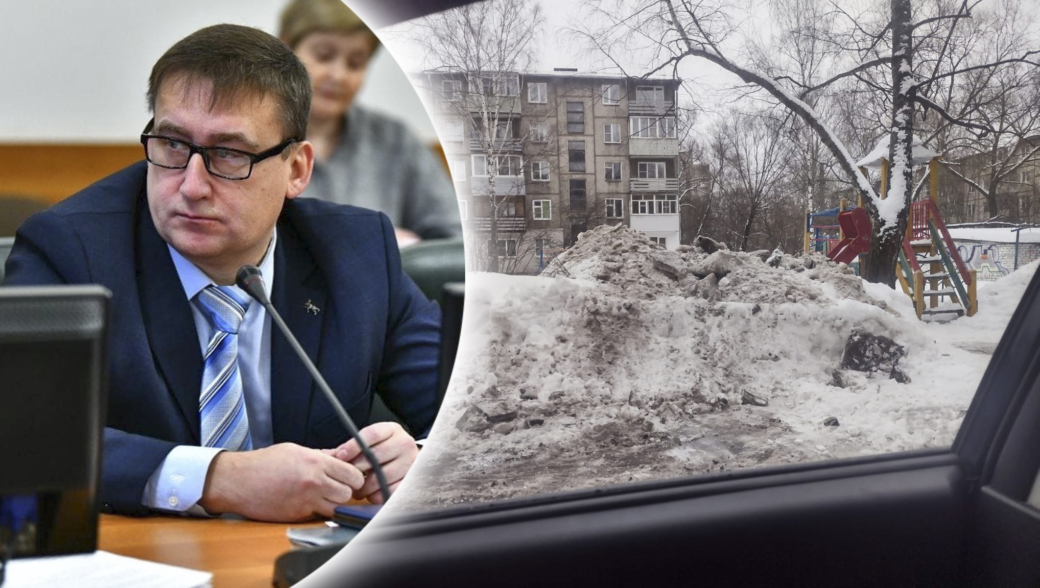 "Других мест нет": чиновники заваливают дворы в центре Ярославля грязным снегом