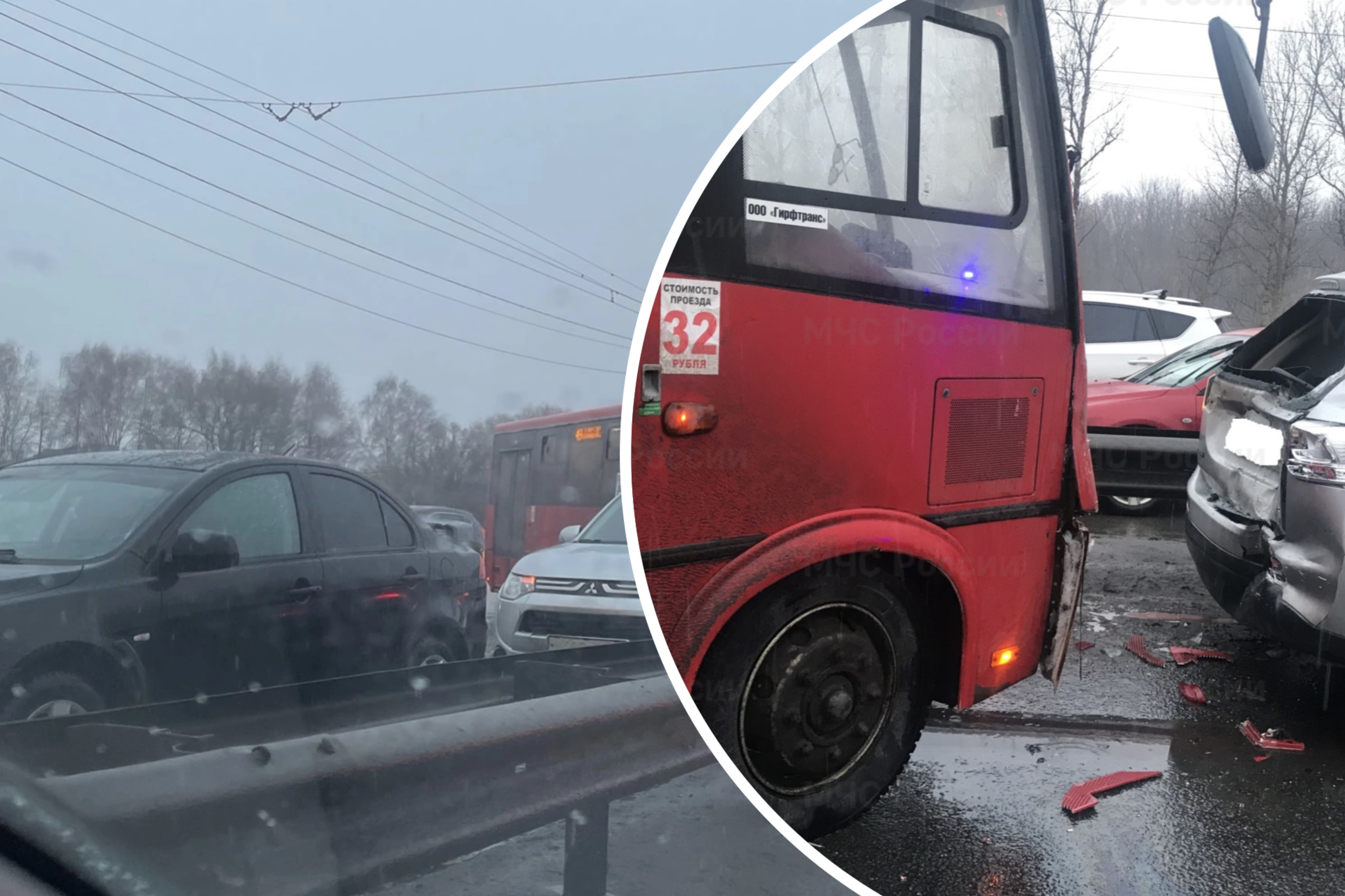 Четыре человека в больнице: в Ярославле автобус попал в замес из четырех машин 