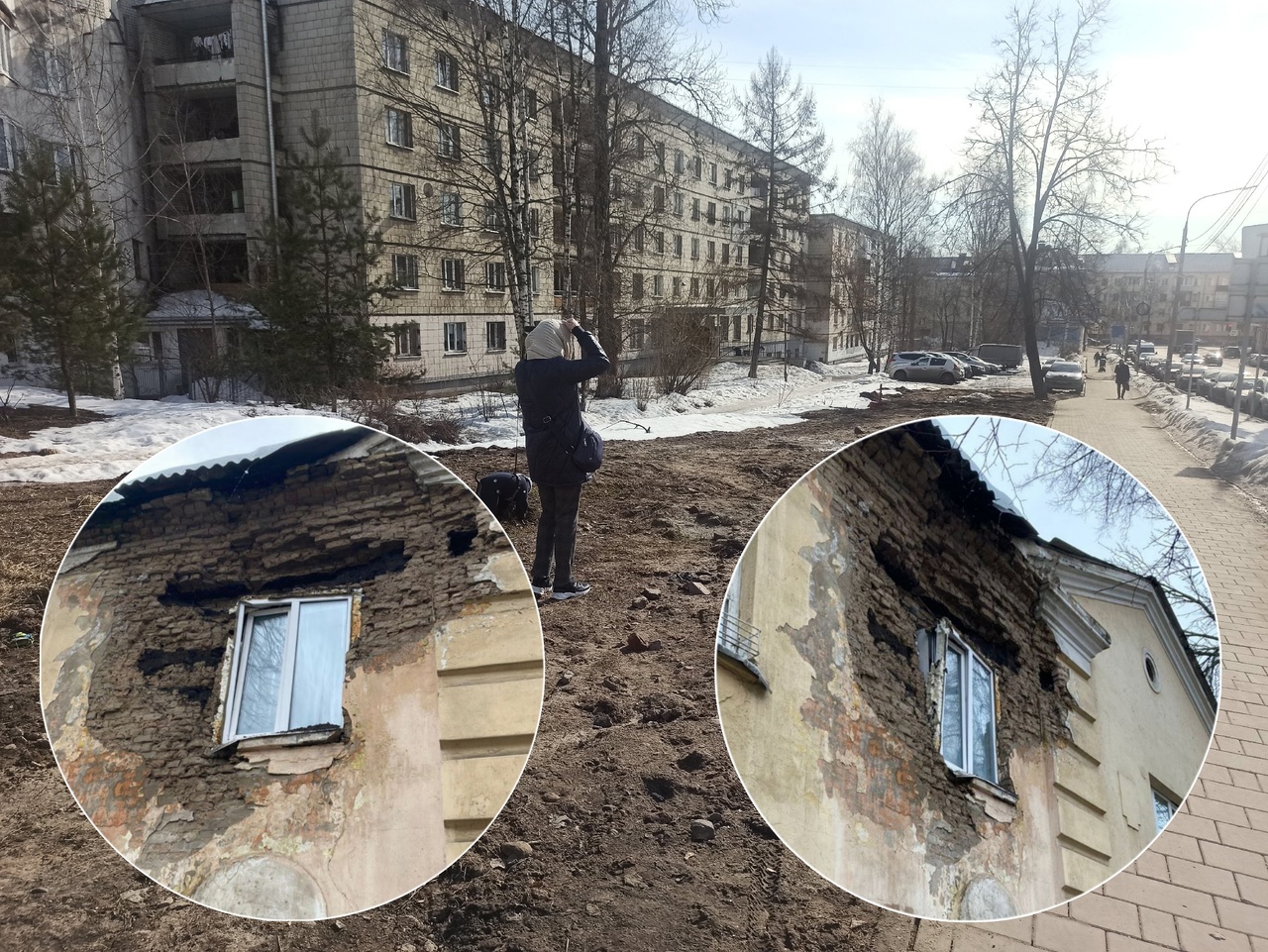 В Ярославле обвалился фасад жилого дома на "Пятерке"