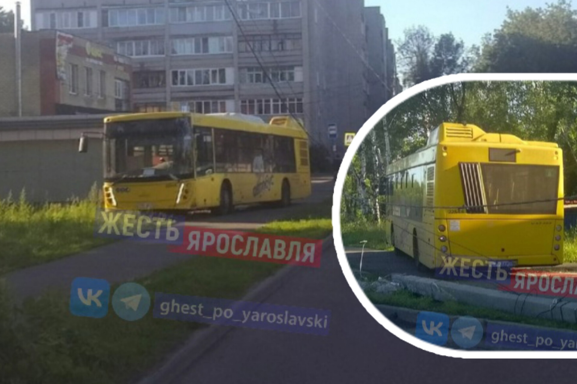 В Ярославле невыспавшийся водитель автобуса снес бетонный столб 