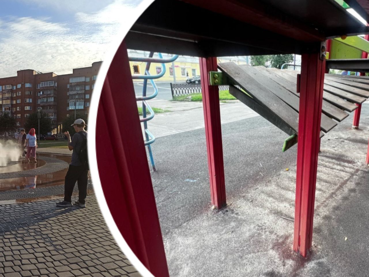  Ребенок чуть не выпал: в центре Ярославля сломана детская площадка