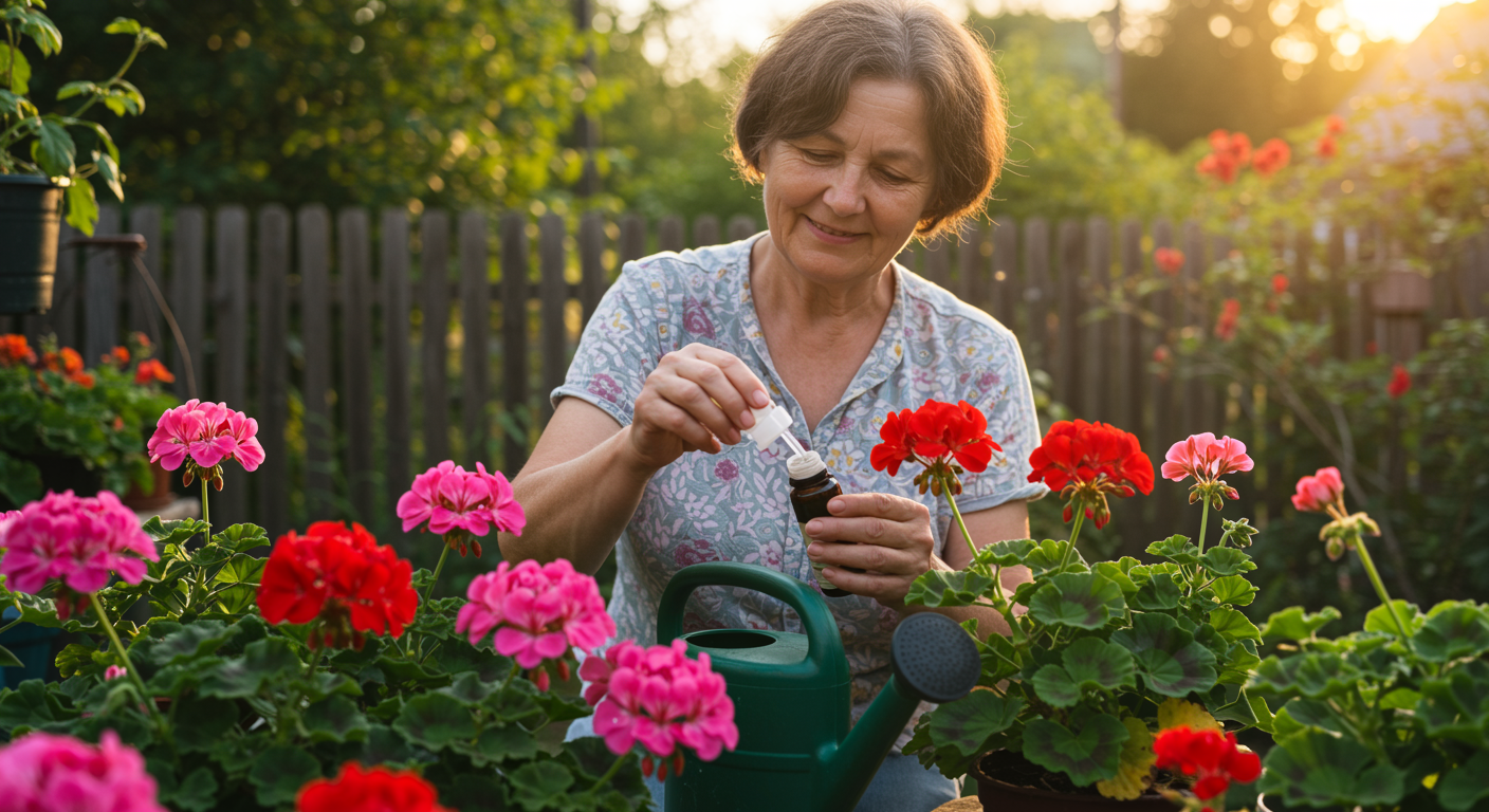 1 капля в воду летом — и ваша герань покроется цветочными облаками: будет цвести весь год непрерывно